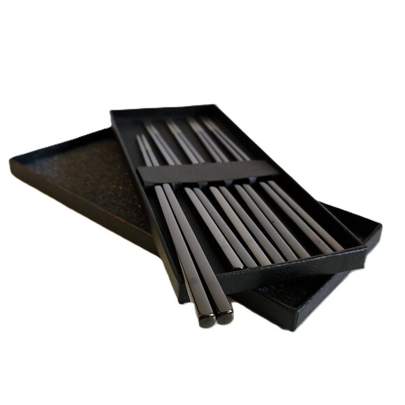 Metal Chopsticks Reusable Titanium Plated Stainless Steel 9.5” Set of 5 - Picture 5 of 8